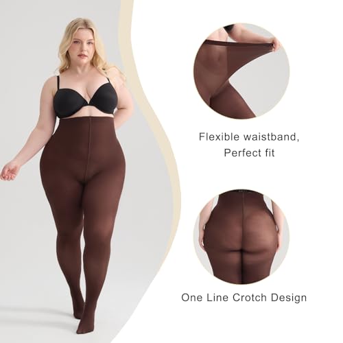 Image of Women's Plus Size Tights High Waist Sheer Semi Opaque Ultra-Soft Pantyhose XL, 2XL, 3XL, 4XL