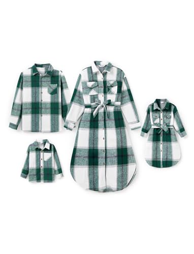 PATPAT Vestido para la familia de camiseta clásica a cuadros para retratos de familia (camisa + vestido), disfraz madre e hija, disfraz madre igual, fotografía, viajes, fiestas y rituales familiares.,