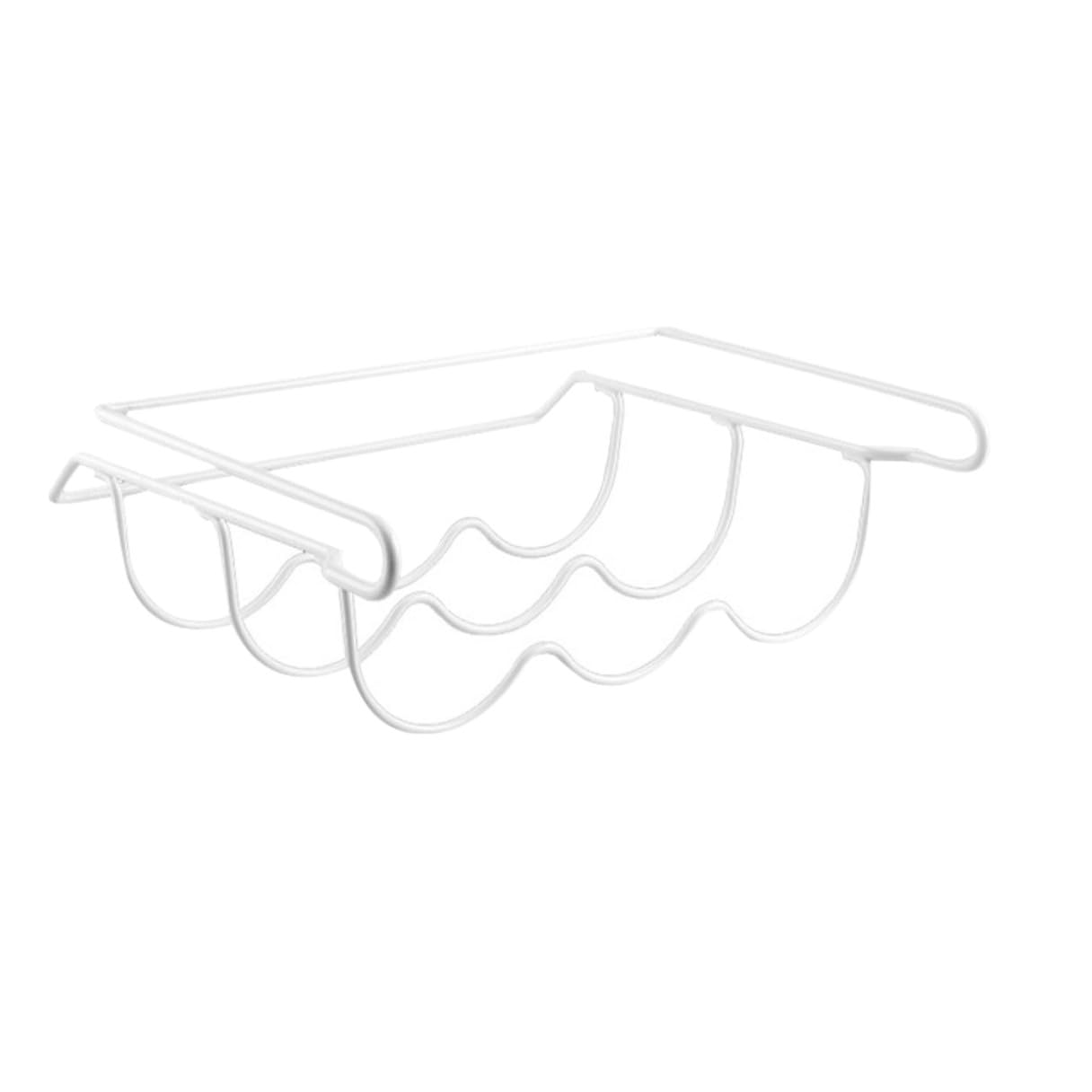 Pequeño Botellero de Hierro Blanco para Refrigerador, Cocina y Bebidas | Organizador de Botellas de Vino para Estante, Diseño Moderno Elegante, Acceso Fácil, Ahorro de Espacio