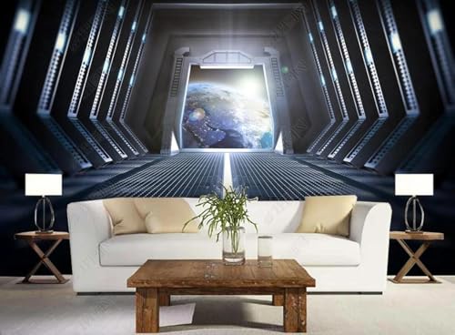 Tzxztt Cápsula Mecánica Espacial De Ciencia Ficción Decoración De Pared Papel Pintado Moderno 3d Seda En Relieve Tonos Neutros Material Ideal Para SalóN Dormitorio-300cm×210cm