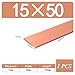T2 Copper Flat Bar - 15mm Thick, 200mm Length, Multiple Widths for Electrical and Industrial Use(15x50x200mm)