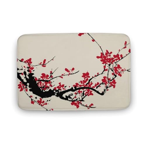 玄関マット室内 桜 和風 お花 花柄 泥落としマット 滑り止め 40x60cm 大判 カーペット 耐摩耗性 吸水 ドアマット バスマット ふわふわ 柔らか 洗える 抗菌防臭 足拭きマット 廊下 洗面所 掃除 ラグマット オールシーズン適用 水洗い お手入れ