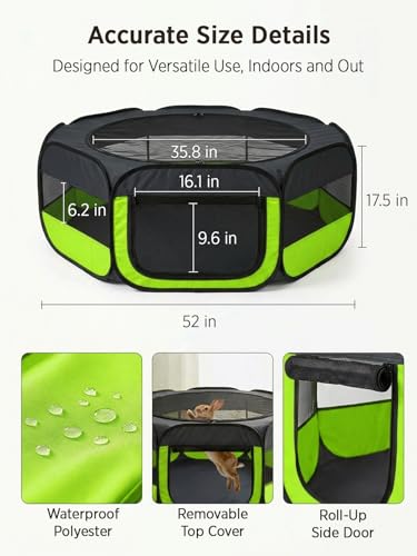 Image of UWE Extra Large Small Animal Playpen, Waterproof Foldable Pet Playpen,Green
