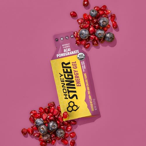Image of Honey Stinger Organic Acai Pomegranate Energy Gel, Gluten Free & Caffeine Free, for Exercise, Running and Performance, Sports Nutrition for Home & Gym, Pre and Mid Workout, 24 Pack, 26.4 Ounce | sports-nutrition-endurance-and-energy-chews