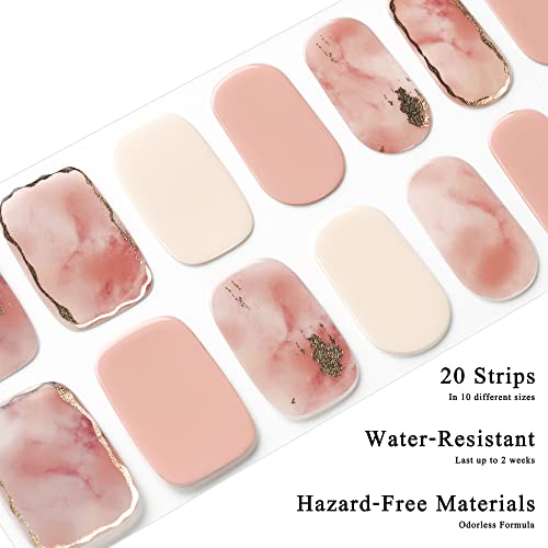 Drizzle Semi Cured Gel Nail Strips, Real Nail Polish Art Stickers (Uv/Led Light Required), Glossy, Glitter, Solid Color, Adhesive Full Nail Wraps Long Lasting Waterproof, Nail Strips Decal For Women (Pillow Talk) #TOP2
