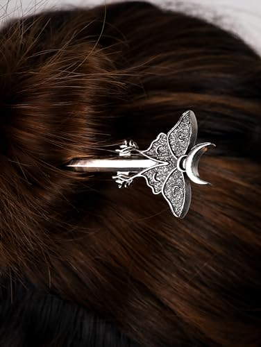 Pinza de cabello HAQUIL Luna Moth con diseño de luna creciente y polilla para mujeres y hombres, aleación metálica sin níquel, estilo punk gótico miniatura 4