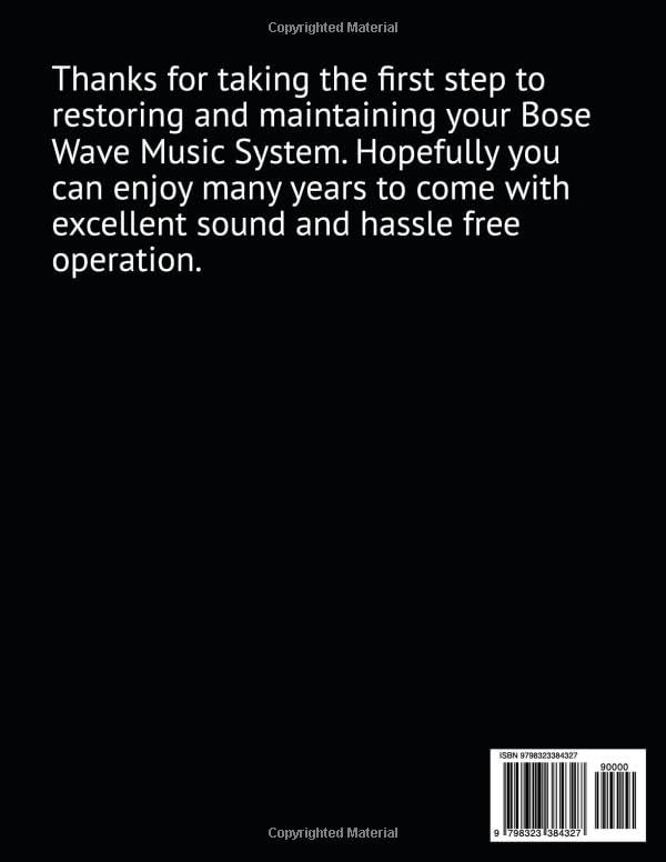 Back cover of the Bose Wave Music System AWRCC1 and AWRCC2 DIY Self-Repair Guide, showing a thank you message and ISBN barcode.