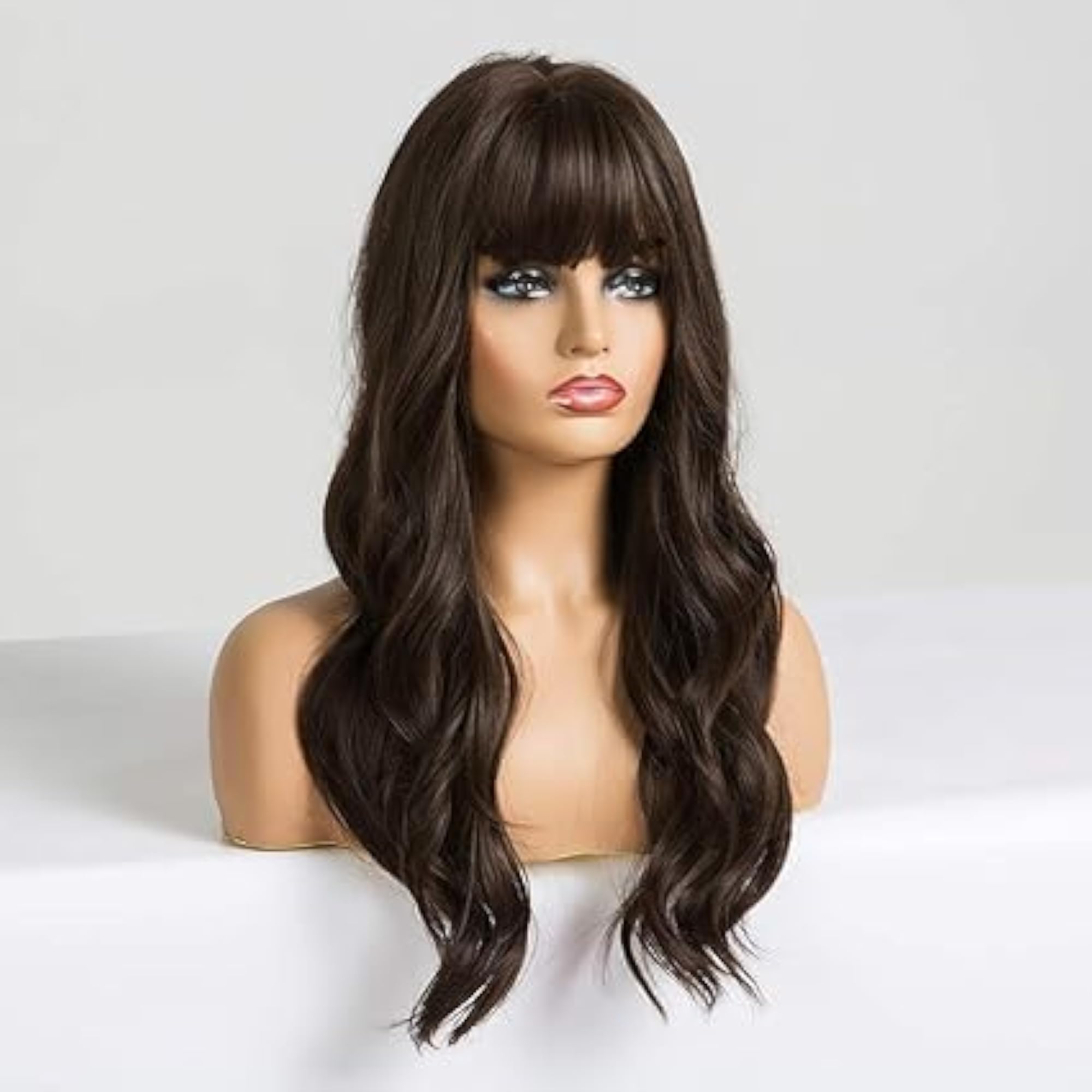 Women Full Head Long Synthetic Hair Wig, Brown