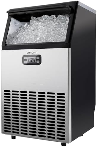 EUHOMY Commercial Ice Maker Machine, 150lbs/24H Stainless Steel Under Counter ice Machine with 33lbs Ice Storage Capacity, Freestanding Ice Maker