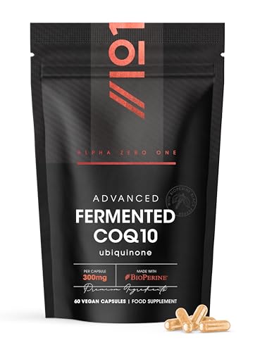 Fermented CoQ10 with BioPerine® - 300mg - USP Grade Ubiquinone - Naturally Fermented Co Enzyme Q10 - No Additives — Non-GMO. 60 Vegan Capsules