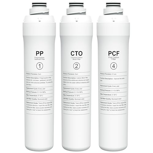 ROPOT 1 Year Replacement Filter Set Compatible with Bluevua RO100ROPOT RO100ROPOT-UV RO System (1 PP 1 CTO 1 PCF)