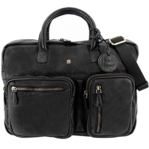 Roberto Romano handgefertigte Laptoptasche ROMA aus Echtem Leder in schwarz 48201 | Aktentasche, Businesstasche, Laptoptasche | Modernes Design für Business und Freizeit Cover