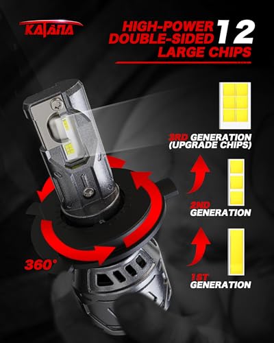 Image of KATANA H4 Bulbs, 9003 400% Brightness 6500K Plug and Play 1:1 Size Fog of 2 | Cooling Fan,360Beam Angle,Super Bright