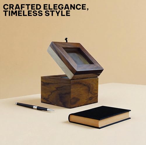 Image of Luxury Watch Box for Men - Watch Organizer with Glass Lid, Handmade Indian Solidwood Mens Watch Display Case, Velvet Cushions, Brass Lock, Premium Gift Storage Box for Watches. (1 Slot)