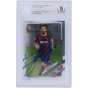 Lionel Messi Barcelona Autographed 2020-21 Topps Chrome UCL #1 BAS Authenticated Card – Autographed Soccer Cards