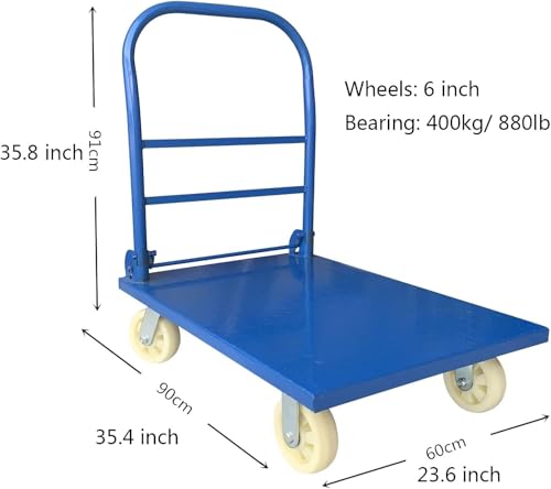 Carretilla de Plataforma Plegable de Acero 4 Ruedas 880lb miniatura 2