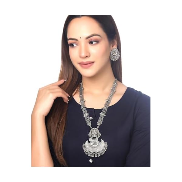ISLANA Women Oxidised Silver Jewellery Set for Women & Girls | Necklace for Women | Choker Necklace for Women || Necklace Set for Women. - Image 4