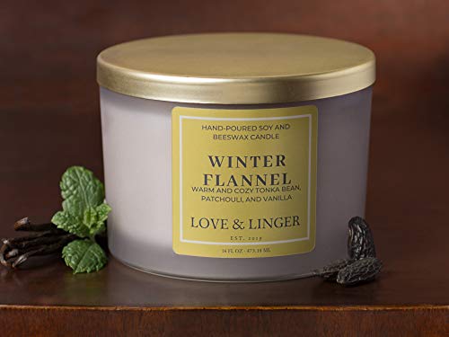Winter Candles | Flannel Candle | Luxury Soy & Beeswax Candles For Home | 16 Oz. Large Jar 3 Wick Candle | Holiday Candles | Christmas Candles | Winter Scented Candles #TOP6
