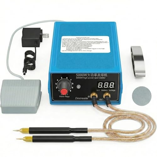 Spot Welder, Docreate Battery Spot Welder, Handheld Spot Welder, 10-position Output Power Adjustment, 5000W Portable Mini Spot Welder DIY Kit for Welding 18650/ and Nickel