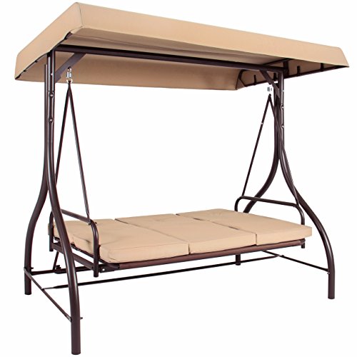 Amazing for less 3-Seat Porch Swing Converting Outdoor Patio Canopy Swing Hammock