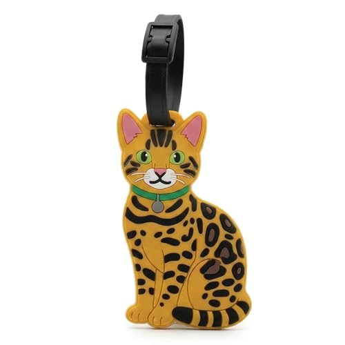 Bengal Cat Silicone Luggage Tag with Adjustable Strap