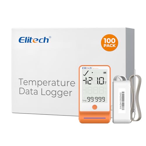 Image of Elitech 100Pack Bluetooth Ultra-Low Temp Data Logger for Refrigerator | 100,000 Points, PDF /CSV Export, Pharmacy Vaccine DDL Calibration Cert, MAX /MIN /AVG /MKT /GSP-6-TLE