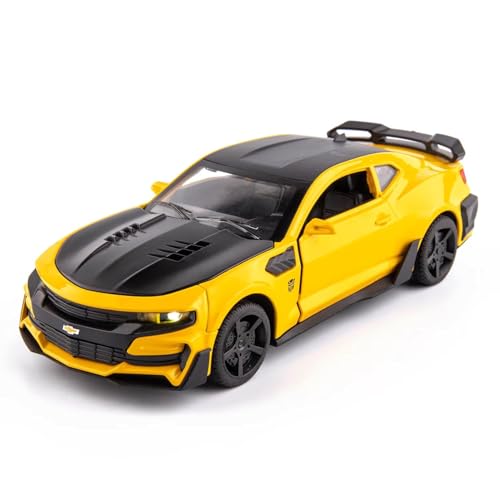 Image of Invite Enterprise 1:24 Bumblebee Chevrolet Diecast Metal Pull Back Car with 6 Openable Doors with Sound and Light Toy Decoration car Best Gift Toys for Kids 【Colors as Per Stock】