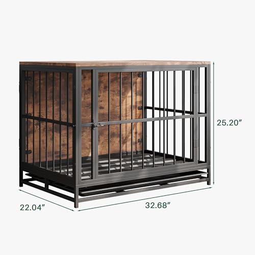 VECOCHO Mobiliário de gaiola resistente para cães grandes/médios, canil interno de madeira, casa de