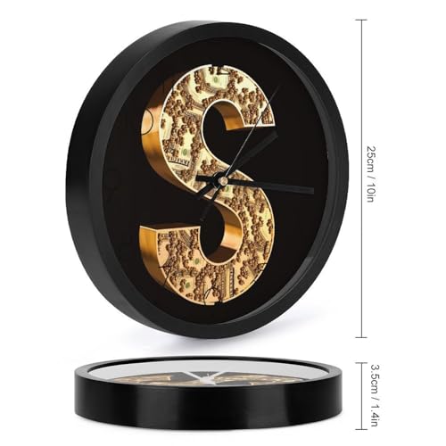Horloge murale à quartz silencieuse ronde dorée decorative