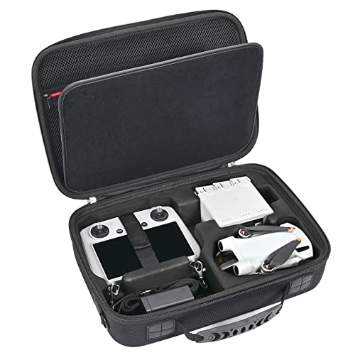 RAIACE Étui de transport rigide compatible avec le drone DJI Mini 3 Pro et plus d'accessoires. (pour la vente est le cas seulement). - Noir (doublure noire) Cover
