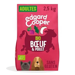 Edgard Cooper Croquettes Bio Chien Sans Céréales, (Boeuf Bio 2.5kg), Viande fraîche et protéiné, Nourriture Naturelle pour Chien Adulte, Hypoallergénique, Sans sucres ajoutés