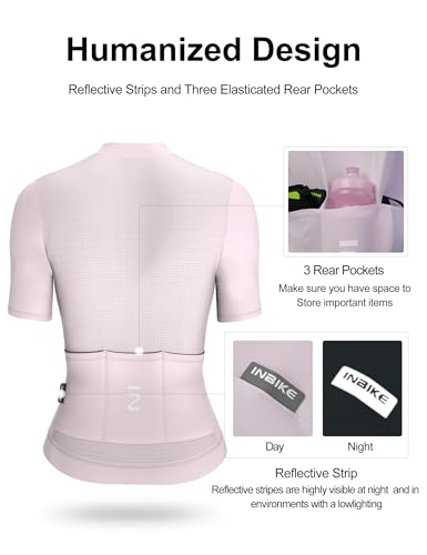 INBIKE Maillot Ciclismo Mujer Ropa Camiseta Verano Bicicleta Manga Corta MTB Carretera Montaña Ciclista Bici Transpirable y de Secado Rápido Bolsillos de Gran Capacidad Rosa M - imagen 5