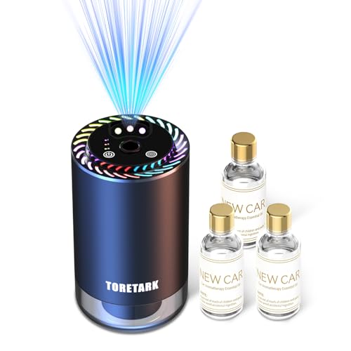 Image of Smart Car Air Freshener with Star Light & 150ml Diffusers Oil Refills, Auto On /Off Aroma Diffuser, 3 Adjustable Mist Modes Rechargeable Aromatizante para Carro - Car Diffuser（New Car Smell*3）