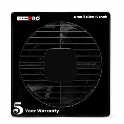 Image of 6 Inch Exhaust Fan for Kitchen, Bathroom, Office & Commercial Use | High Speed Ventilation Fan | Low Noise | Energy Efficient Motor | Rust Resistant Body | Easy Wall Mount (6 Inch Black)