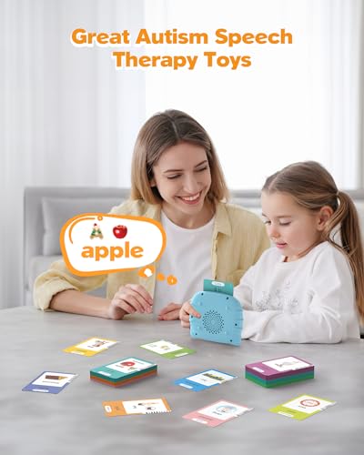 Image of Bilingual Spanish and English Talking Flash Cards for Ages 2+, Pocket Speech Therapy Tools with 512 Words, Montessori Language Learning and Autism Aids (510 Words English & Spanish Blue)