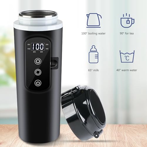 Taza de viaje eléctrica 500ml acero inoxidable 12V 24V miniatura 6