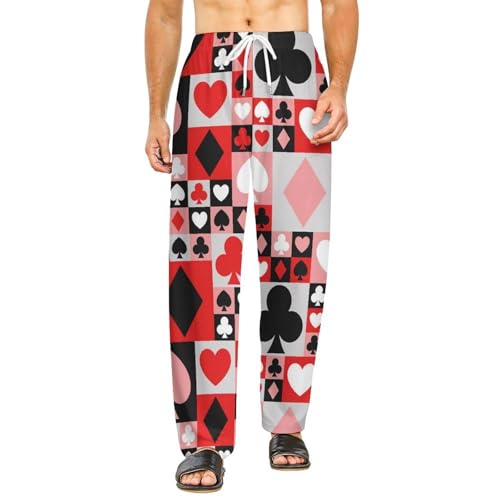 Pantalon de détente avec poches Poker Rouge bas pyjama femme long S