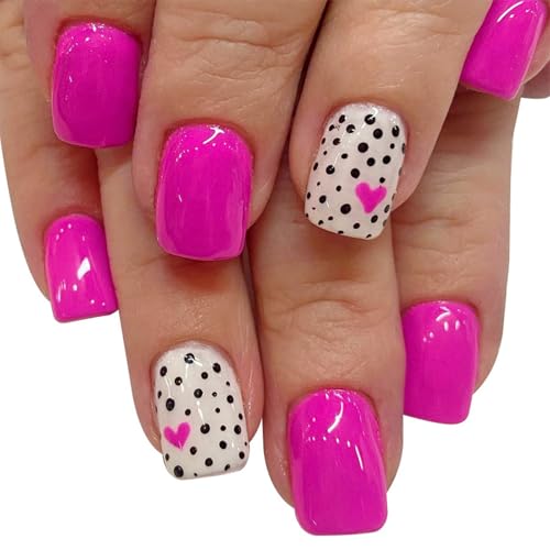 24 PCS POLKER DOTS FULL COVERS FALSE NAILSo^Co^CfCvXB