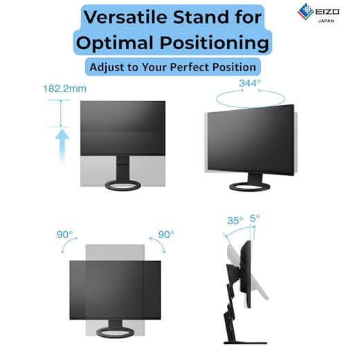 Image of EIZO FlexScan EV2495 Monitor for PC 24.1 Inch IPS Display 1920x1200 Resolution with Auto EcoView, Flicker-Free, Eye Care, Height Adjustable Ergonomic Stand for Office, Trading & Home Use
