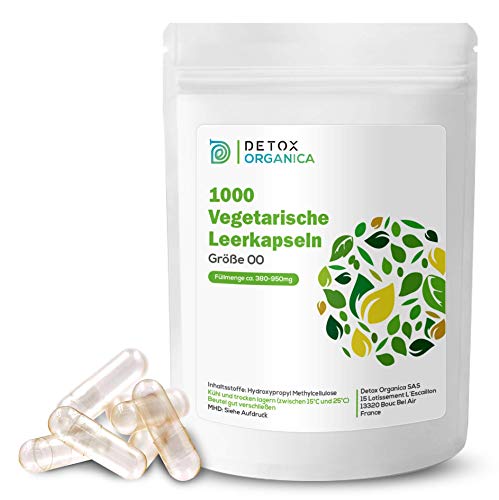 LEERKAPSELN 00 Vegan // 1000 Leere Kapseln zum Befüllen – Vegetarisch // Kapselhülle leer // Deutsche Expertise // Empty capsules // Premium Qualität