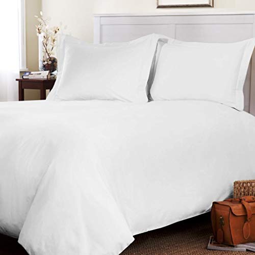 Ahj Beddings Comforter Set 7 Piece Bed In A Bag With 300Gsm Comforter And 12 Inch Deep Pocket Sheet Set - 600 Thread Counts, 100% Egyptian Cotton - Emperor Size, White Solid #TOP4
