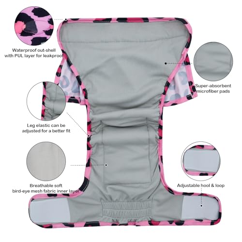 Image of Female Dog Diapers Reusable No Tail Hole Period Panties Washable Diapers Female for Docked-Tail Frenchie French Bulldog Boston Terrier Without Tail (2 Pack Regular+2 Pack Skirts) U-WWDQB03XS