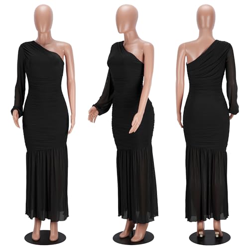 Image of Jigfar Women's Sexy Elegant Rhinestone Embellished Velvet Party Club Night Bodycon Formal Evening Maxi Dress