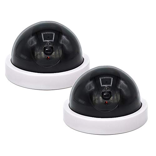 DEFEWAY Dummy Fake Security Surveillance Dome Camera with Flashing Red LED Light, Wireless Simulated Cameras for Home Security
