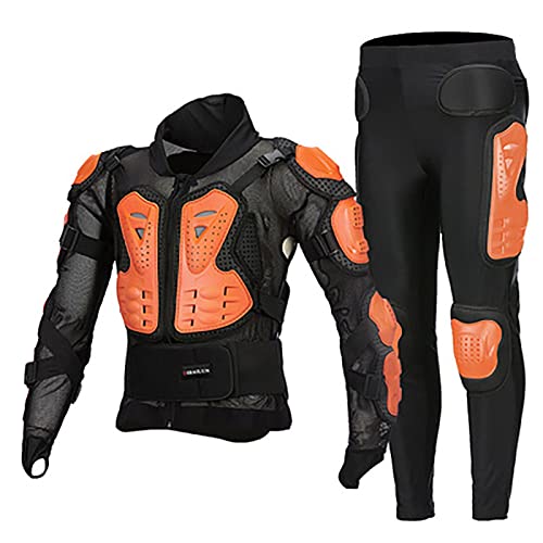 Moto Armure Veste Biker Veste Gilet Protection Moto Cross Scooter VTT Enduro Gear Hommes Ou Femmes Moto Costume Armure Orange,Medium