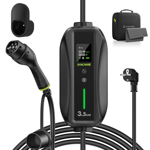 SYNCWIRE Chargeur Voiture Electrique 5,5m - Type 2 Câble 6/8/10/13/16A Courant Electrique...