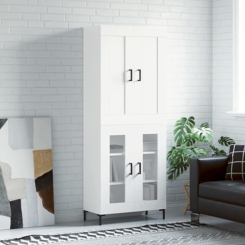 DYRJDJWIDHW Mueble aparador,Muebles de Comedor,aparador de Cocina,Aparador Alto Madera contrachapada Blanco 69,5x34x180 cmAdecuado para cocinas, Salones pasillos