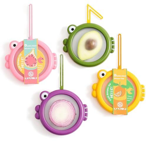 Avocado & Onion Saver – 4-Pack Reusable Food Storage Containers for Fridge – Fish-Shaped Keepers for Tomato, Garlic, Lemon – Help Reduce Food Waste