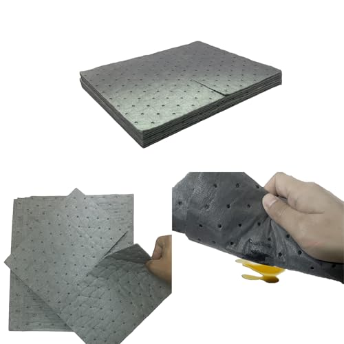 Image of Oil Absorbent Pads, 13 inchx9.8 inch Drip & Spill Universal Pads for Garage, Workshop & Under Car | Absorbs Oil, Grease | Also for General Wet Spill Cleanup,10-Pack