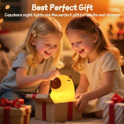 Image of Rytinazzz Silicone Night Light for Kids, 50H Long Battery Capybara Lamp, Gift for Kids, Rechargeable Tap Control, Soft Dimmable Nursery Light